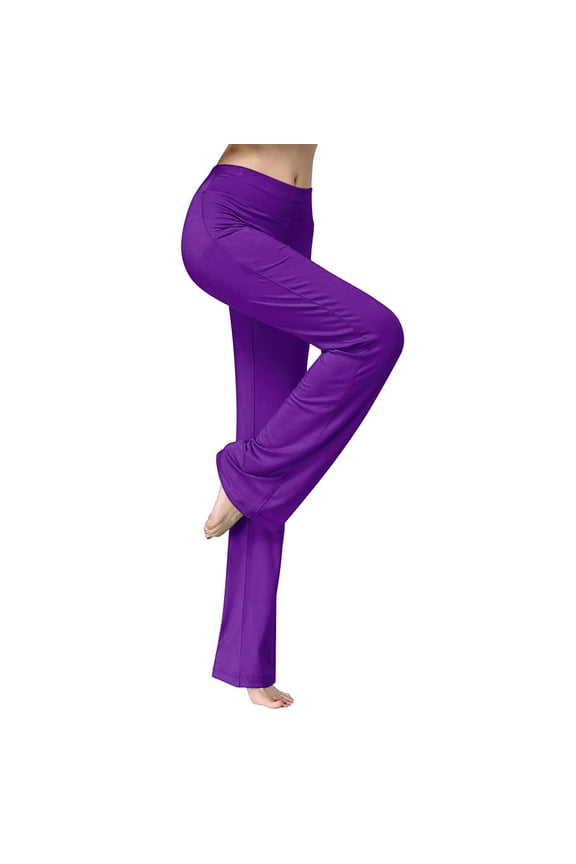 Yoga Pants for Women High Waisted Trousers 4 Way Stretch Tummy Control Outdoor Pants with Moisture Wicking Dark Purple