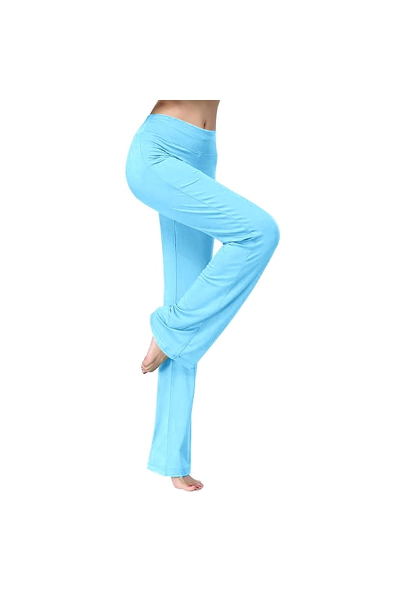 Yoga Pants for Women High Waisted Trousers with Breathable Straight Leg Summer Light Blue