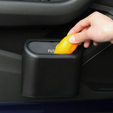KALEFU Car Trash Can with Lid Mini Auto Dustbin Garbage Organizer Bring a garbage bag Storage for Front Back Seat Accessories Automotive Garbage Container Bin for Car Office Black