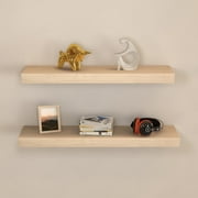 KALEFU Floating Shelves | Rugged Distressed | Solid Hardwood | Premium Craftsman Quality | Easy Hidden Bracket Wall Mount | Set of 2 (Natural wood, 24" L x 6" D)