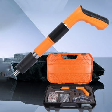 KALEFU Manual Steel Nails Gun Tool Nail Wall Fastening Tool for Cement Wall 5 Gears Power Adjustable Wall Nail Guns Concrete Nail Gun Kits Mini Portable Nail Shooting Machine with 10 Nails Orange