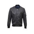 thumbnail image 1 of BLUE WELLFORD KALID Men's Black Leather bomber Stand-up collar Long sleeves Ribbed collar, waist and cuffs with 1 zipped left sleeve pocket and 2 press stud side pockets, 1 of 3