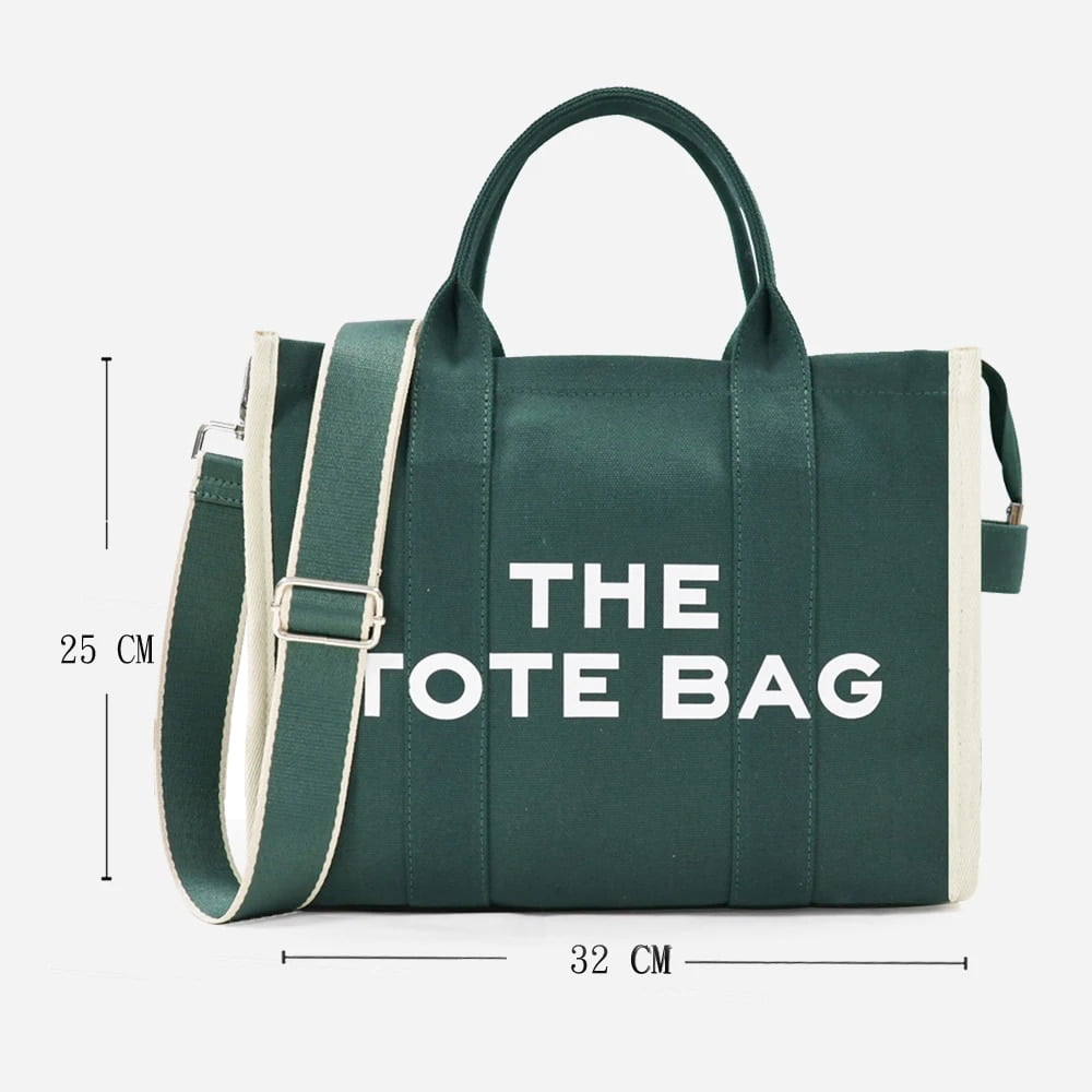 KALIDI Canvas Tote Bag Women Luxury Designer Shoulder Bags Zipper Black