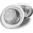 thumbnail image 1 of KALIM Sink Strainer 2Pcs, Basket Catcher Made of 304 Stainless Steel, Drain Filter Basket 4.5'' Diameter Wide Rim, Dense Mesh, Rust-Free, Dishwasher Safe, Suitable for Kitchen/Bathroom/Outdoor Drain, 1 of 6