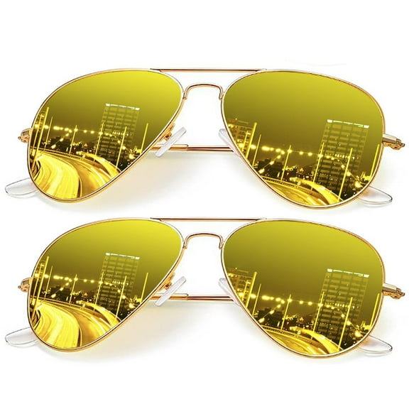 KALIYADI Classic Aviator Night Vision Glasses for Men Women Driving Sun glasses Polarized Lensn