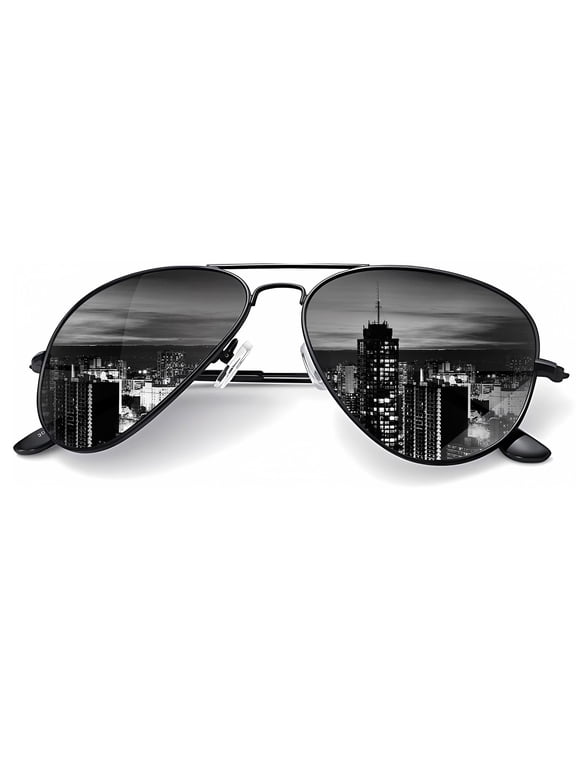 Sunglasses for Men Women Aviator Sun Glasses Polarized Lens UV400 Blocking-Black