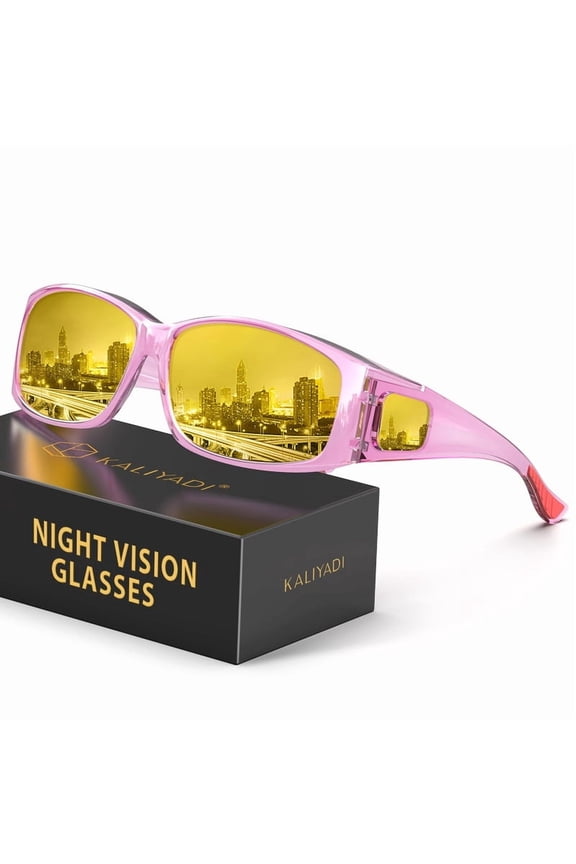 Fit-Over Night-Vision-Glasses for Women: Striped Anti Glare Night Driving Glasses for Men High Definition Lens