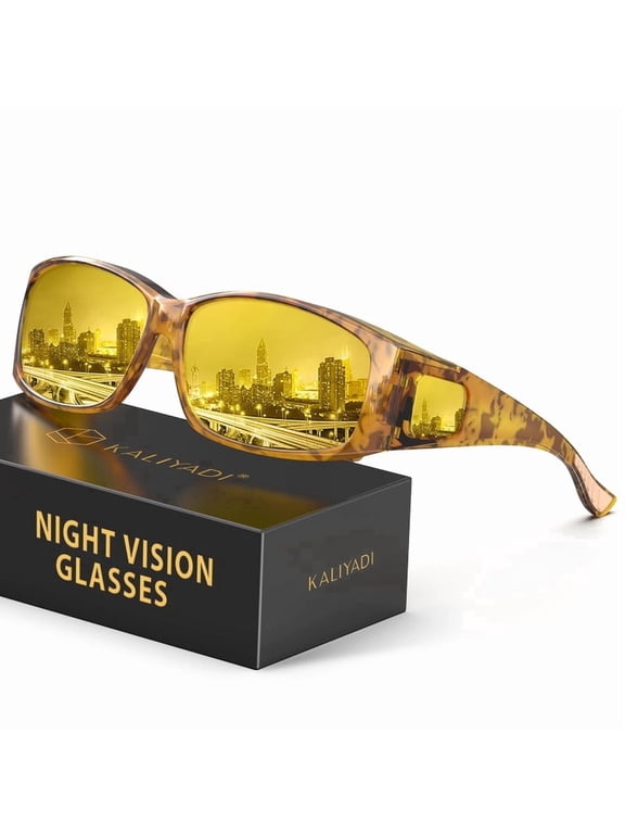 Fit-Over Night-Vision-Glasses for Women: Striped Anti Glare Night Driving Glasses for Men High Definition Lens