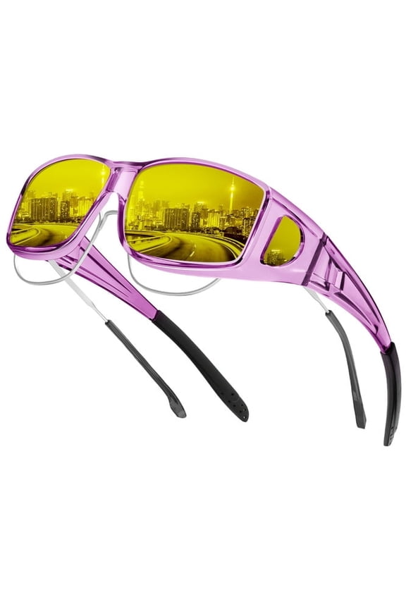 Night Driving Glasses for Men Women, Night Vision Glasses Fit Over Glasses Sunglasses Anti Glare Polarized HD