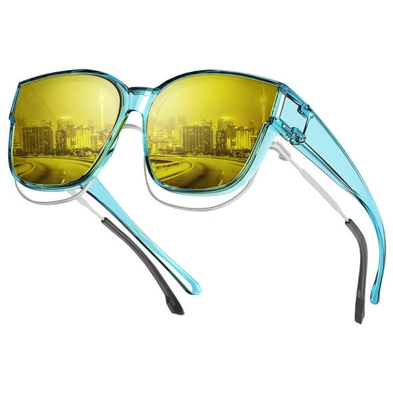 KALIYADI Night Driving Glasses for Men Women, Night Vision Glasses Fit Over Glasses Sunglasses Anti Glare Polarized HD