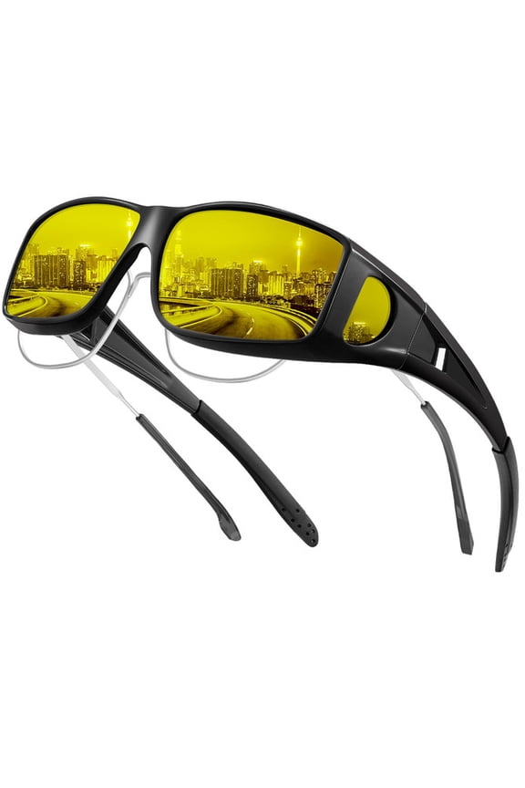 Night Driving Glasses for Men Women, Night Vision Glasses Fit Over Glasses Sunglasses Anti Glare Polarized HD