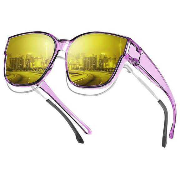 KALIYADI Night Driving Glasses for Men Women, Night Vision Glasses Fit Over Glasses Sunglasses Anti Glare Polarized HD