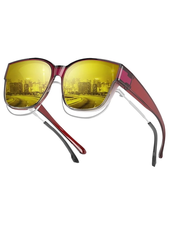 Night Driving Glasses for Men Women,Night Vision Glasses Fit Over Glasses Sunglasses Anti Glare