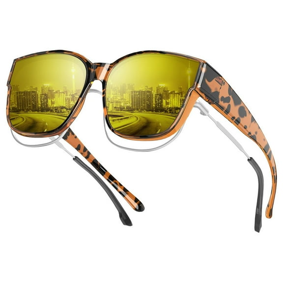 KALIYADI Night Driving Glasses for Men Women, Night Vision Glasses Fit Over Glasses Sunglasses Anti Glare Polarized HD