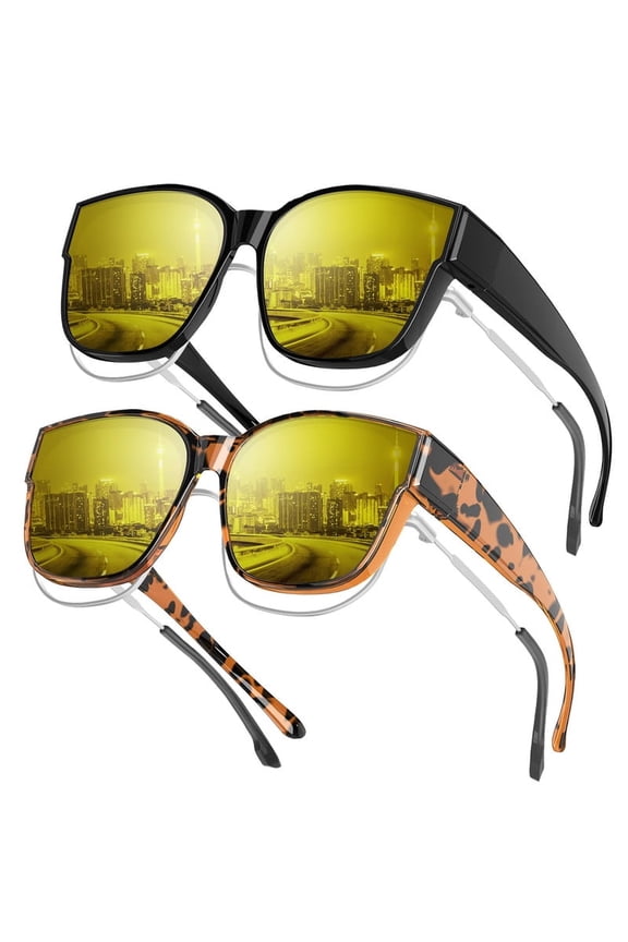 Night Driving Glasses for Men Women,Night Vision Glasses Fit Over Glasses Sunglasses Anti Glare