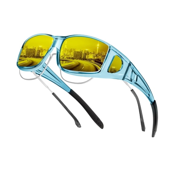 KALIYADI Night Driving Glasses for Men Women, Night Vision Glasses Fit Over Glasses Sunglasses Anti Glare Polarized HD