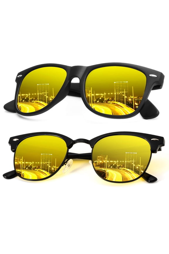 Night-Vision-Glasses for Men and Women Semi-Rimless Frame Anti Glare HD for Driving