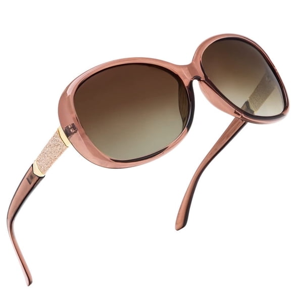 KALIYADI Polarized Oversized Sunglasses for Women Trendy Elegant Vintage Sunglasses with UV Protection and Studded Temples