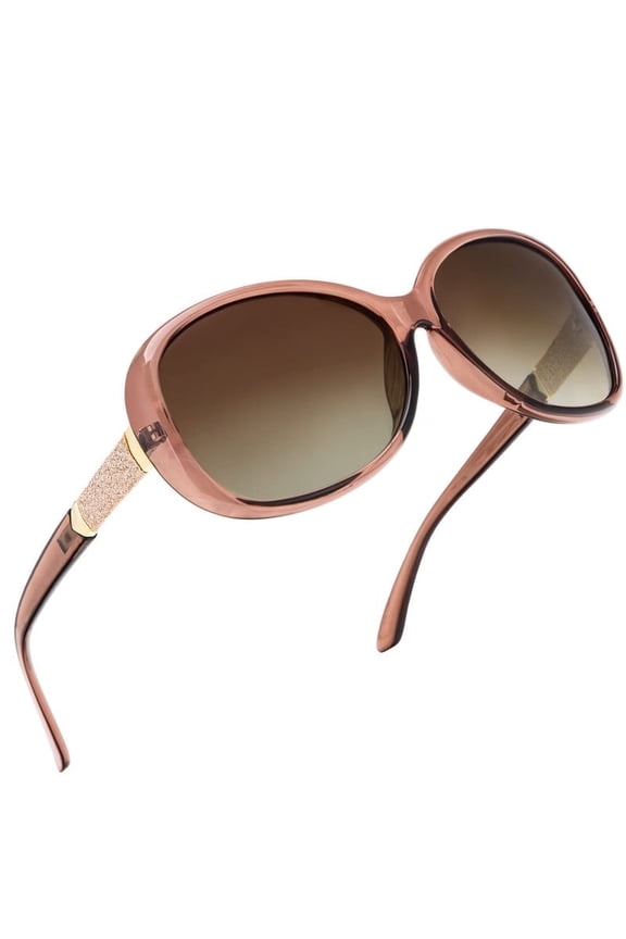 Polarized Oversized Sunglasses for Women Trendy Elegant Vintage Sunglasses with UV Protection and Studded Temples