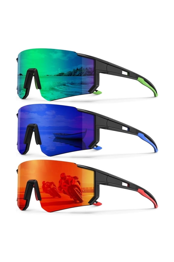 Polarized Sport Sunglasses-Men-Women Running-Sunglasses: Cycling Sun Glasses UV Protection Driving Fishing 3packs
