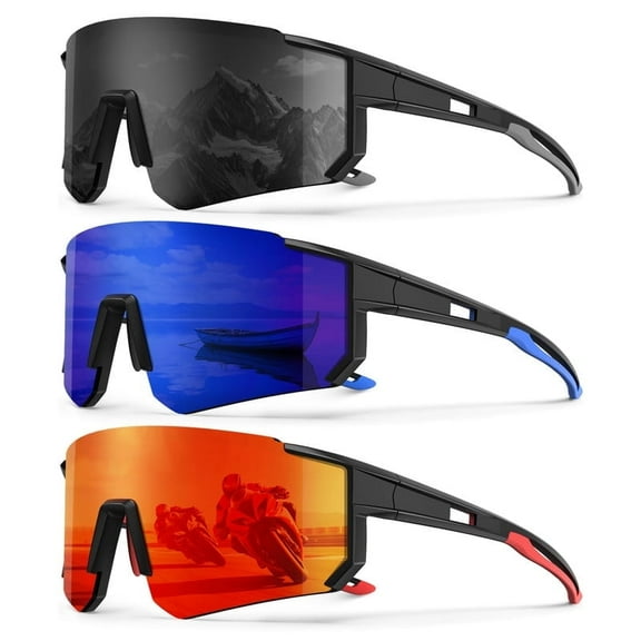 KALIYADI Polarized Sport Sunglasses-Men-Women Running-Sunglasses: Cycling Sun Glasses UV Protection Driving Fishing 3packs