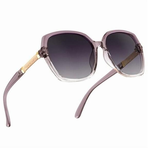 KALIYADI Polarized Sunglasses-Women Trendy Womens-Sunglasses: Square Oversized Sun glasses Sparkling Frame UV400 Gift Box