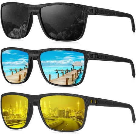 KALIYADI Night Vision Polarized Sunglasses for Men, Lightweight Sun Glasses with UV Protection for Driving Fishing Golf