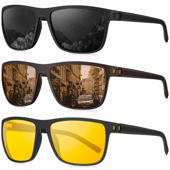 KALIYADI Polarized Sunglasses for Men,Lightweight Night Vision Glasses for Driving Fishing Golf