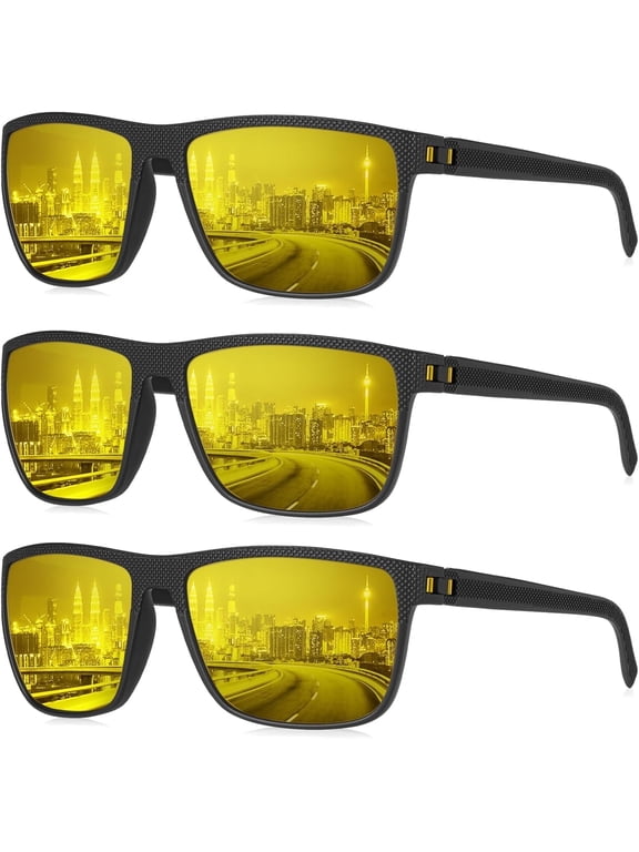 Retro Square Night Vision Glasses for Men Women, Night Driving Glasses UV400 Protection