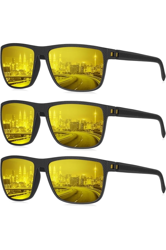 Retro Square Night Vision Glasses for Men Women, Night Driving Glasses UV400 Protection