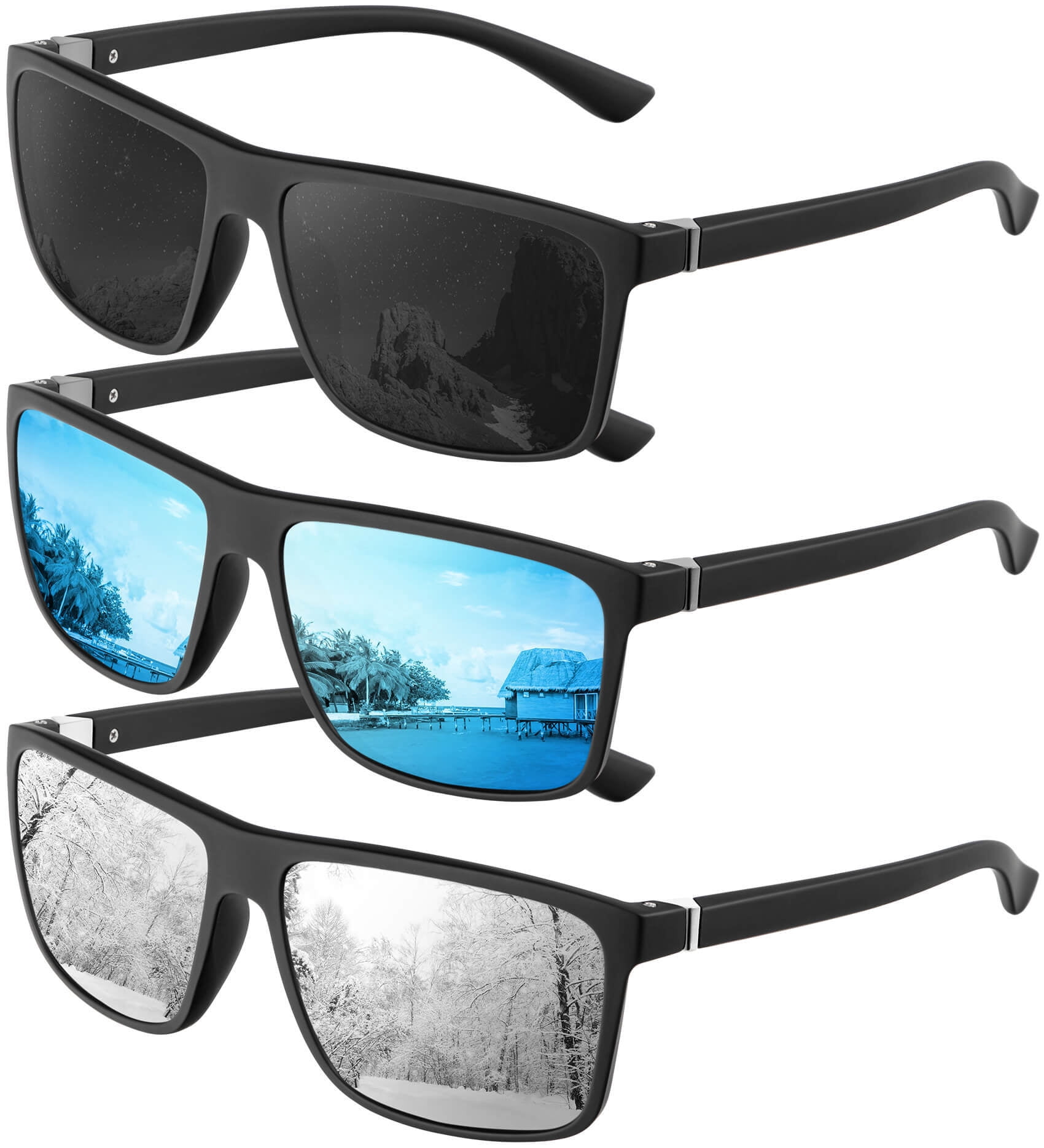 Polarized Sunglasses for Men Women UV Protection Driving Fishing Golf 3 Pack Polarized Sunglasses For Men – Classic Style, Lightweight  main image 3