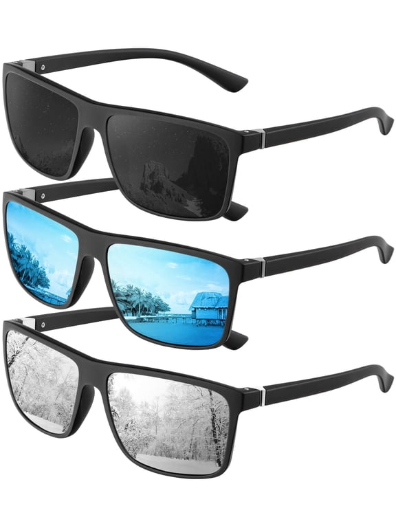 Polarized Sunglasses for Men and Women,Classic Square Sun Glasses with UV Protection for Driving Fishing