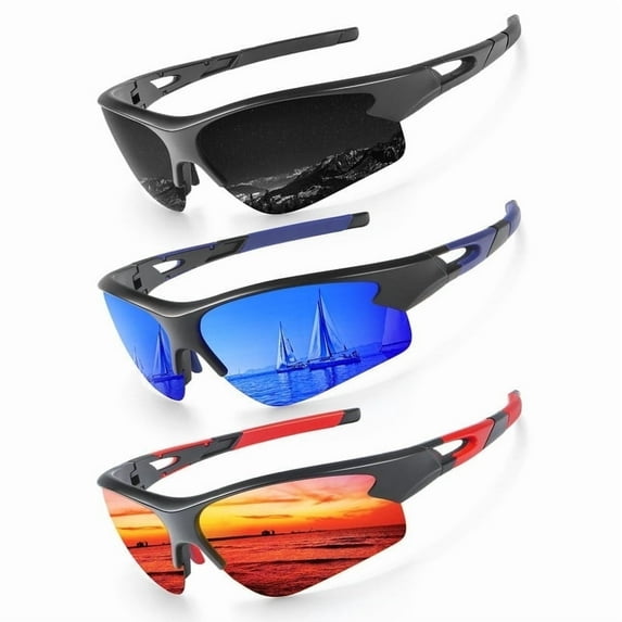 KALIYADI Sports Sunglasses for Men, Polarized Sun Glasses for Men Women Youth Baseball Softball with UV Protection