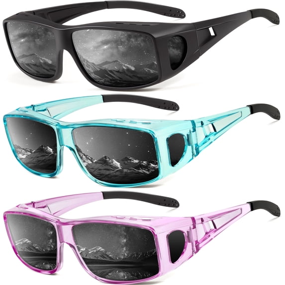 KALIYADI Fit Over Wrap Sunglasses Polarized Sun Glasses:Wrap Around Eyeglasses for Men and Women with UV Protection for Driving