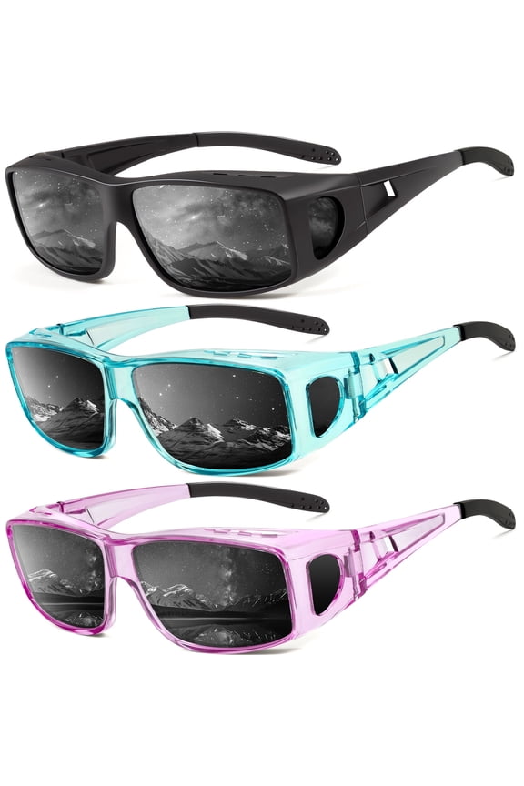 Fit Over Wrap Sunglasses Polarized Sun Glasses:Wrap Around Eyeglasses for Men and Women with UV Protection for Driving