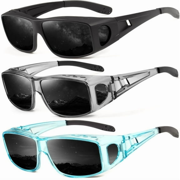 KALIYADI Sunglasses Fit-Over-Glasses Polarized Sunglasses-Men: Wrap Around Sunglasses Womens with UV Protection for Driving