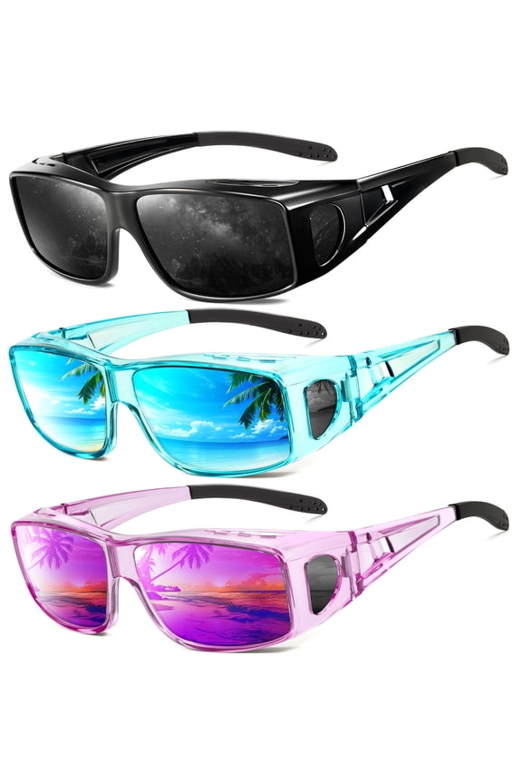 Sunglasses Fit-Over-Glasses Polarized Sunglasses-Men: Wrap Around Sunglasses Womens with UV Protection for Driving
