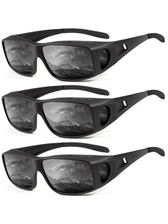 Fit Over Wrap Sunglasses Polarized Sun Glasses:Wrap Around Eyeglasses for Men and Women with UV Protection for Driving