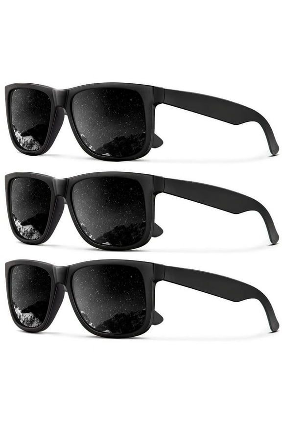 Sunglasses Men Polarized Sun glasses for Mens Womens Classic Matte Black Frame UV Protection 3pack