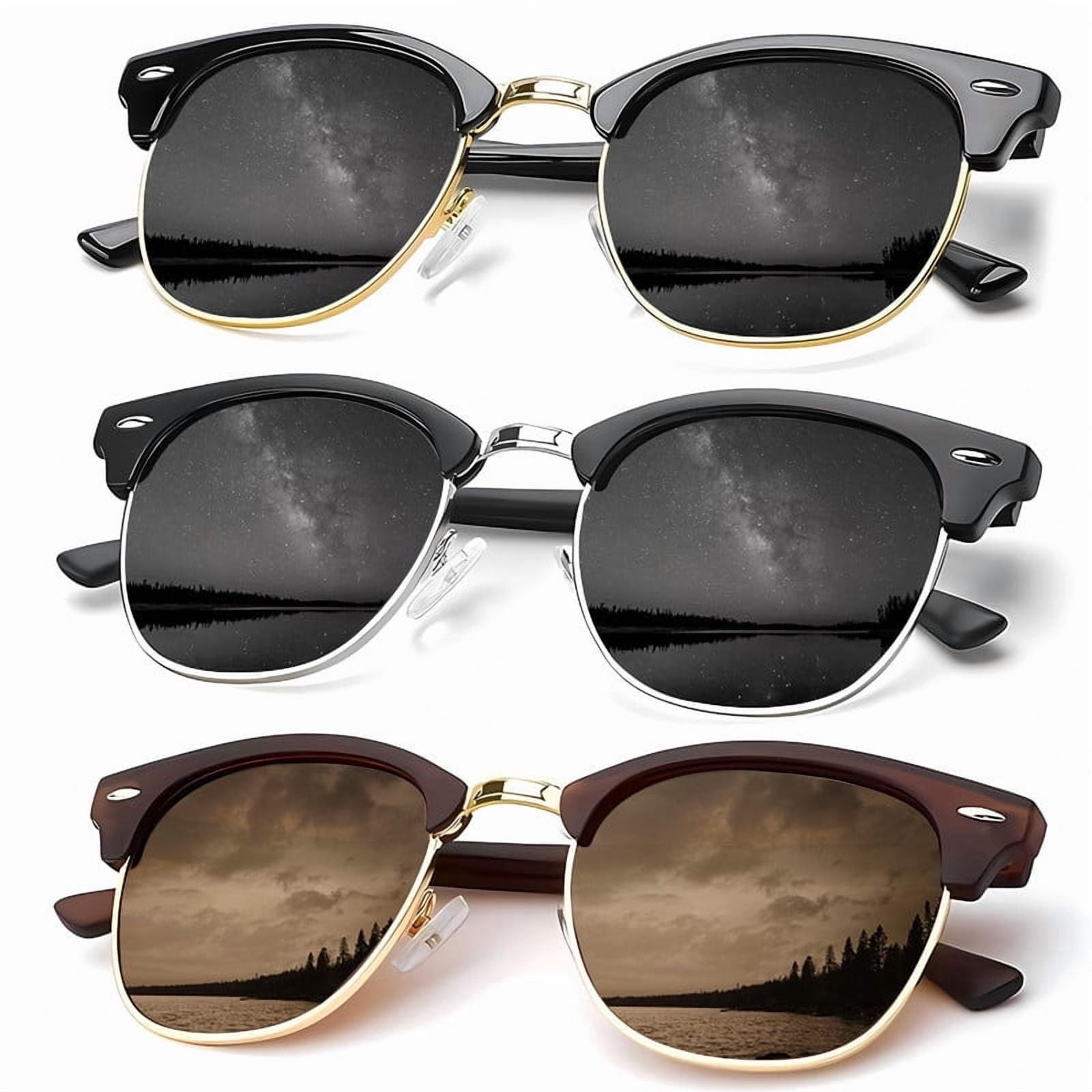Polarized Sunglasses UV Blocking Semi-Rimless Retro Driving Unisex Mua KALIYADI Polarized Sunglasses for Men and Women Semi  main image 2