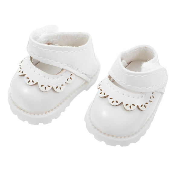 KALLORY 1 Pair 17cm Doll Shoes Kawaii Princess Shoes Mini Cute Doll Footwear Clothing Accessories For Dollhouse Dress Up Costume Decor White