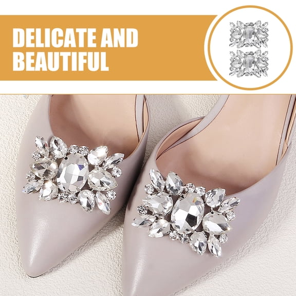 KALLORY 1 Pair Clip on Shoe Embellishments with Decorative Buckle for Women on Weddings