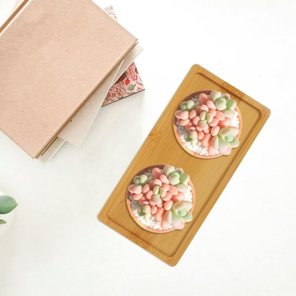 KALLORY Wooden Plant Trays for Flower Pots, 1 Pair, Crafted Design to Support Root Growth, 6.88 x 3.46 x 0.39 inches