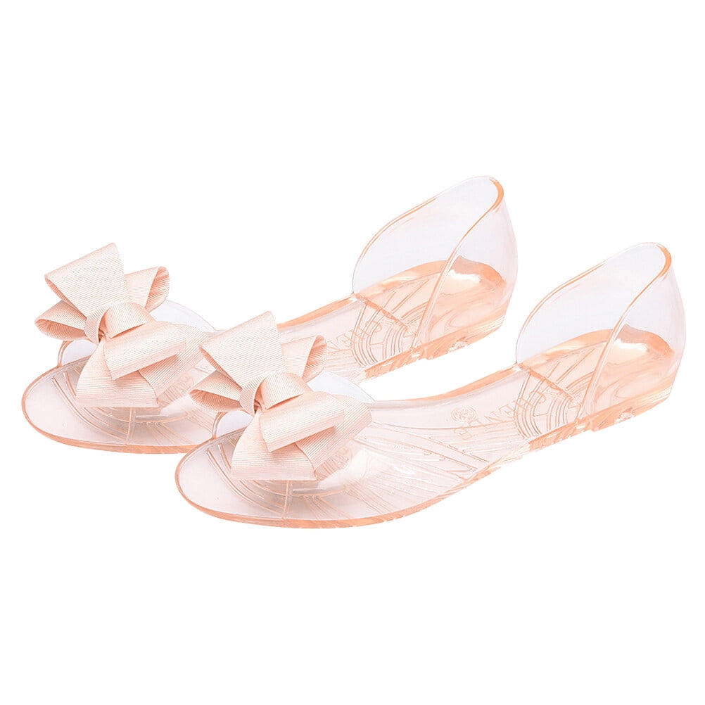 KALLORY Pair Flat Jelly Shoes Transparent Fashion Sandals for