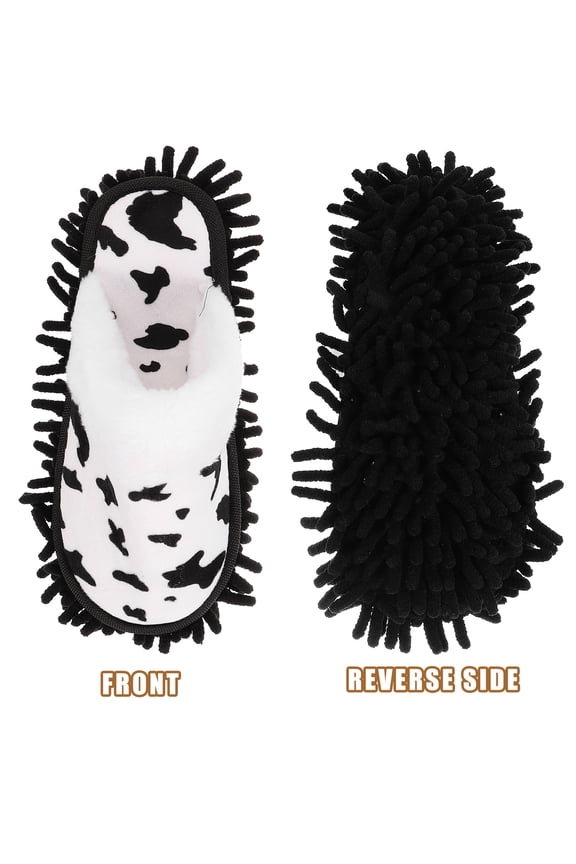 1 Pair Floor Mop Slippers: Detachable Washable Shoes for Cleaning Cow Pattern - Dusting Slippers Funny Mop Shoes for Women Home and Office Use