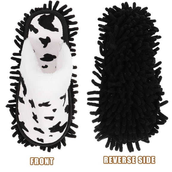 KALLORY 1 Pair Floor Mop Slippers: Detachable Washable Shoes for Cleaning Cow Pattern - Dusting Slippers Funny Mop Shoes for Women Home and Office Use