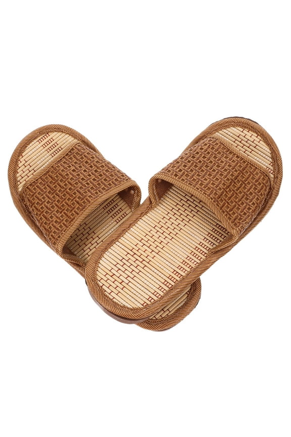 1 Pair Rattan House Shoes Woven Slippers for Home and Beach Use by Women and Couples