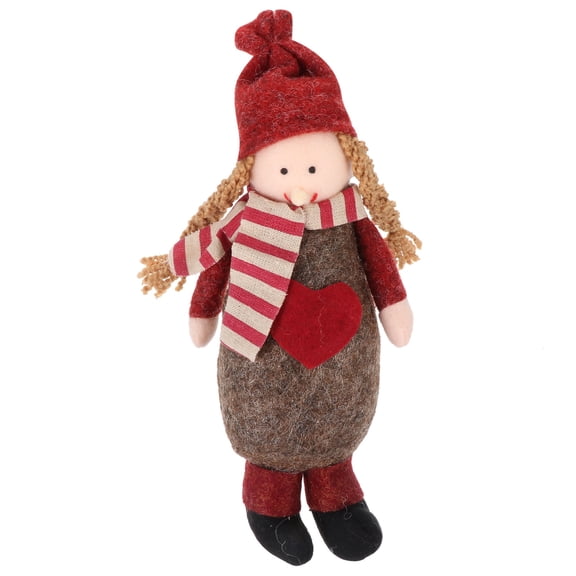 KALLORY 1 Pc Adorable Textile Doll Red Nonwovens for Room Decor and Christmas Decor