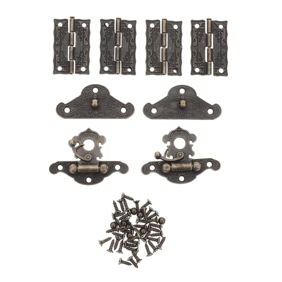 KALLORY 1 Set Ancient Buckle Hinge Set Ancient Case Hasp Hinge Set Ancient Case Hasp