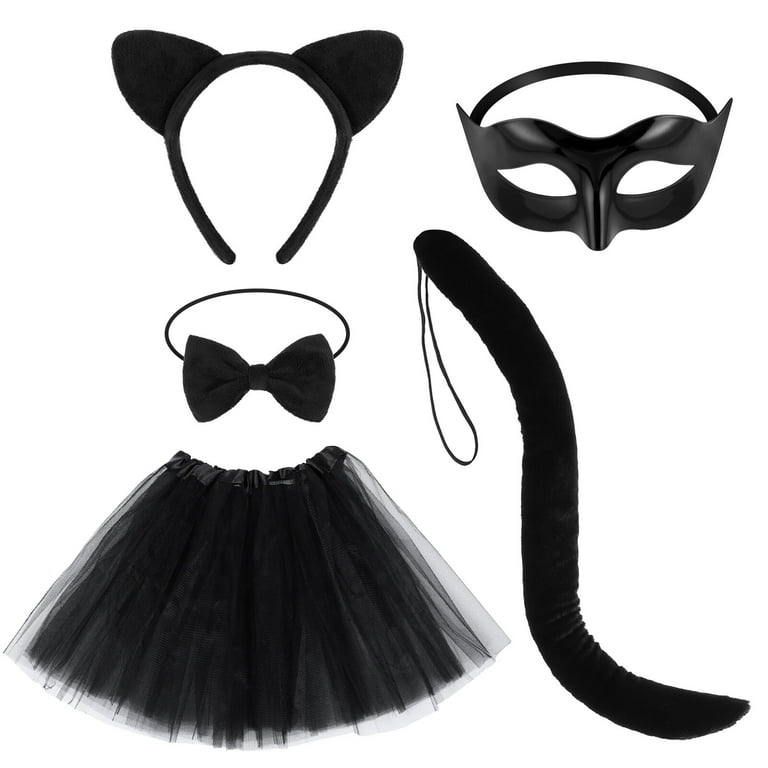 Sratte 3 Pcs Halloween Cat Masks Cat Half Eye Black Masquerade Mask for  Women Girls Halloween Cosplay Costumes Accessories Dress-up Theme Party  Favors